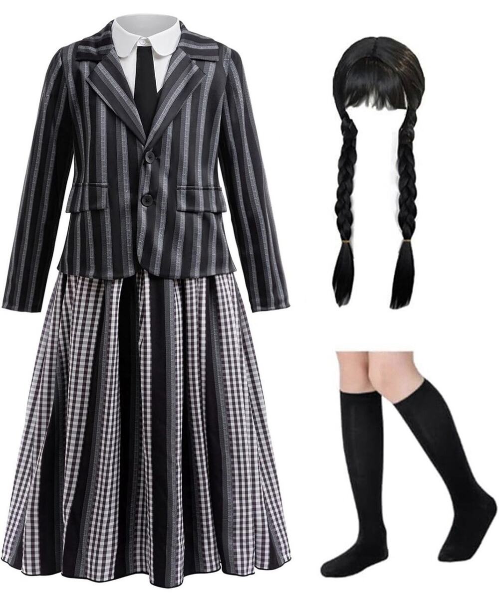 Girls Cosplay Outfit Kids Halloween Black Dress Costume for Ages 6-8 Size 120.